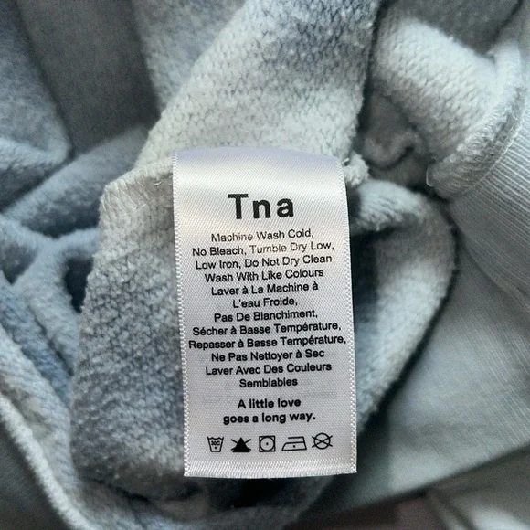 Aritzia TNA Crewneck Sweatshirt Sz. XS Classic Fit Pastel Tie Dye Blue Retro 90s - Picture 9 of 9